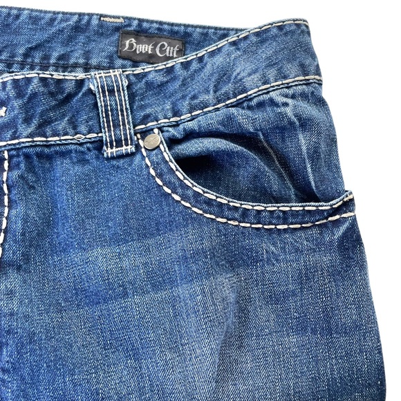 Rock 47 Denim Boot Cut Jeans Thick Accent Stitching in Size 40 x 34 -100% Cotton - Picture 7 of 14